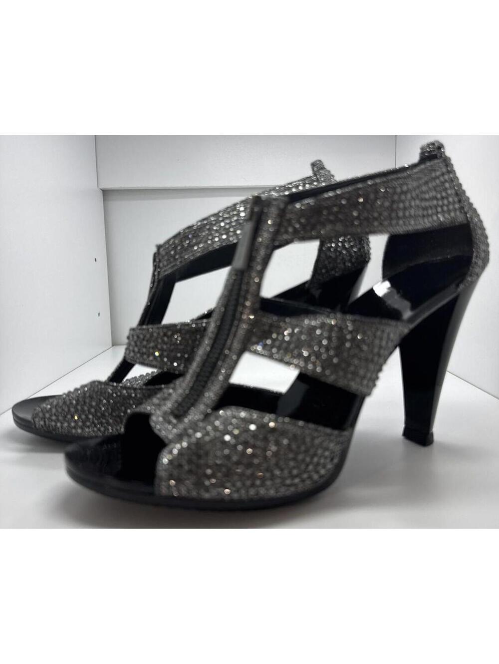 Michael Kors Berkley T-Strap Rhinestone Heels Glam Sandals